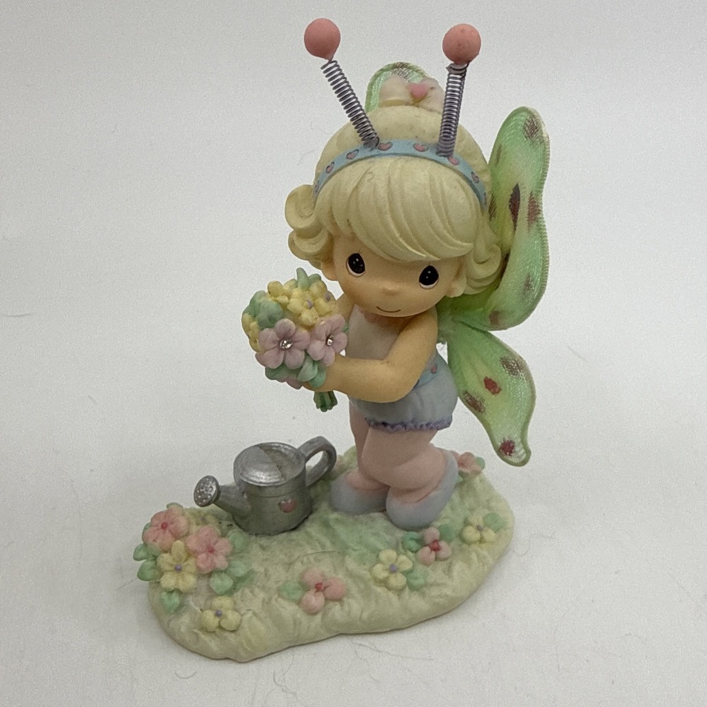 Precious Moments Cuddle Bear Collection Fairy Girl butterfly Flowers 4" Tall